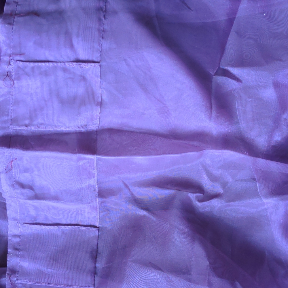 Pair of long, purple chiffon curtains